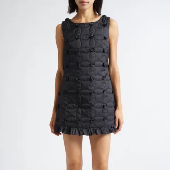 Black Sleeveless Mini Dress Quilted